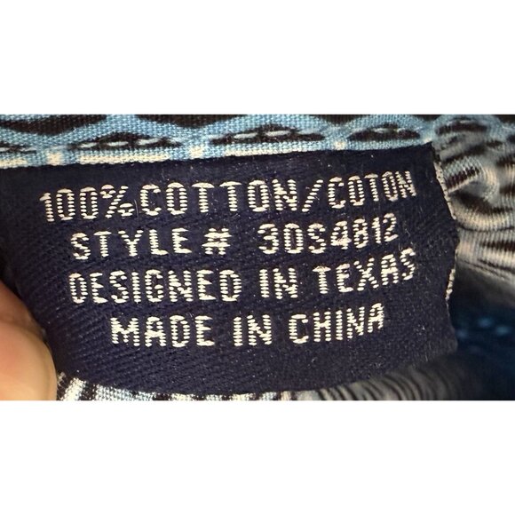 PANHANDLE SLIM‎ Western Shirt Blue w/ Black Geo Print Pearl Snap Pockets Sz XXL - Picture 8 of 8